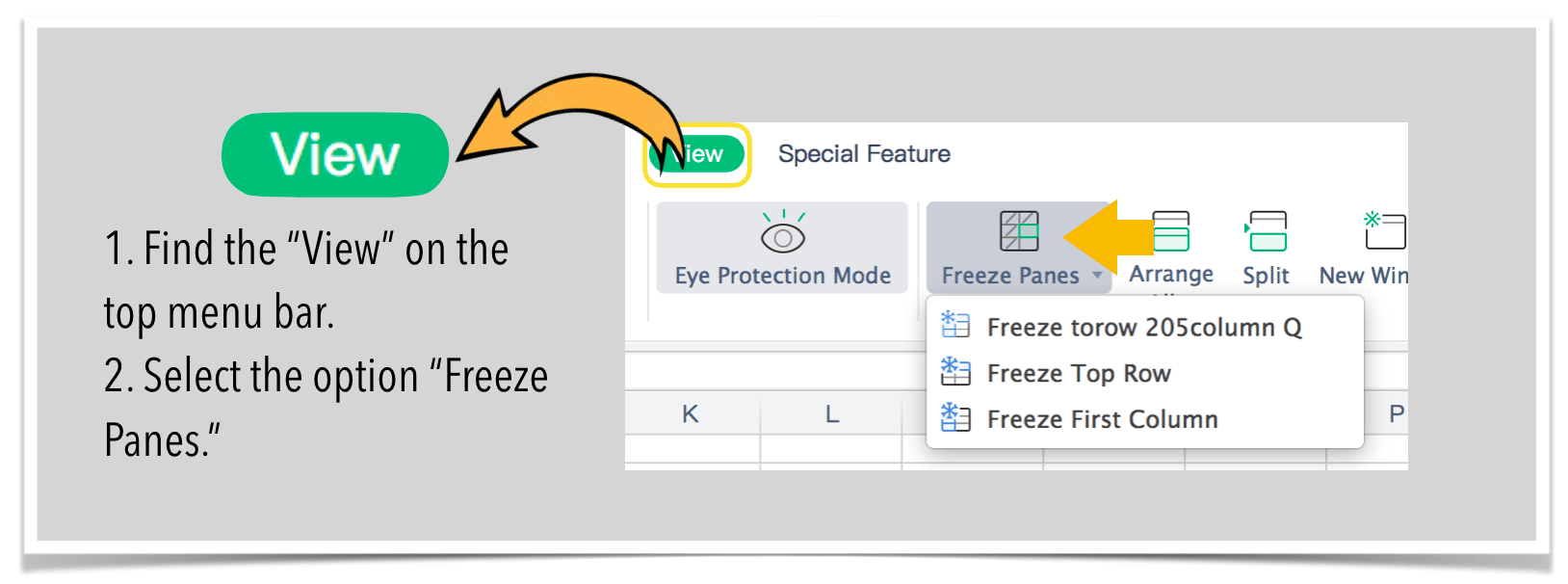 freezing panels in excel for mac